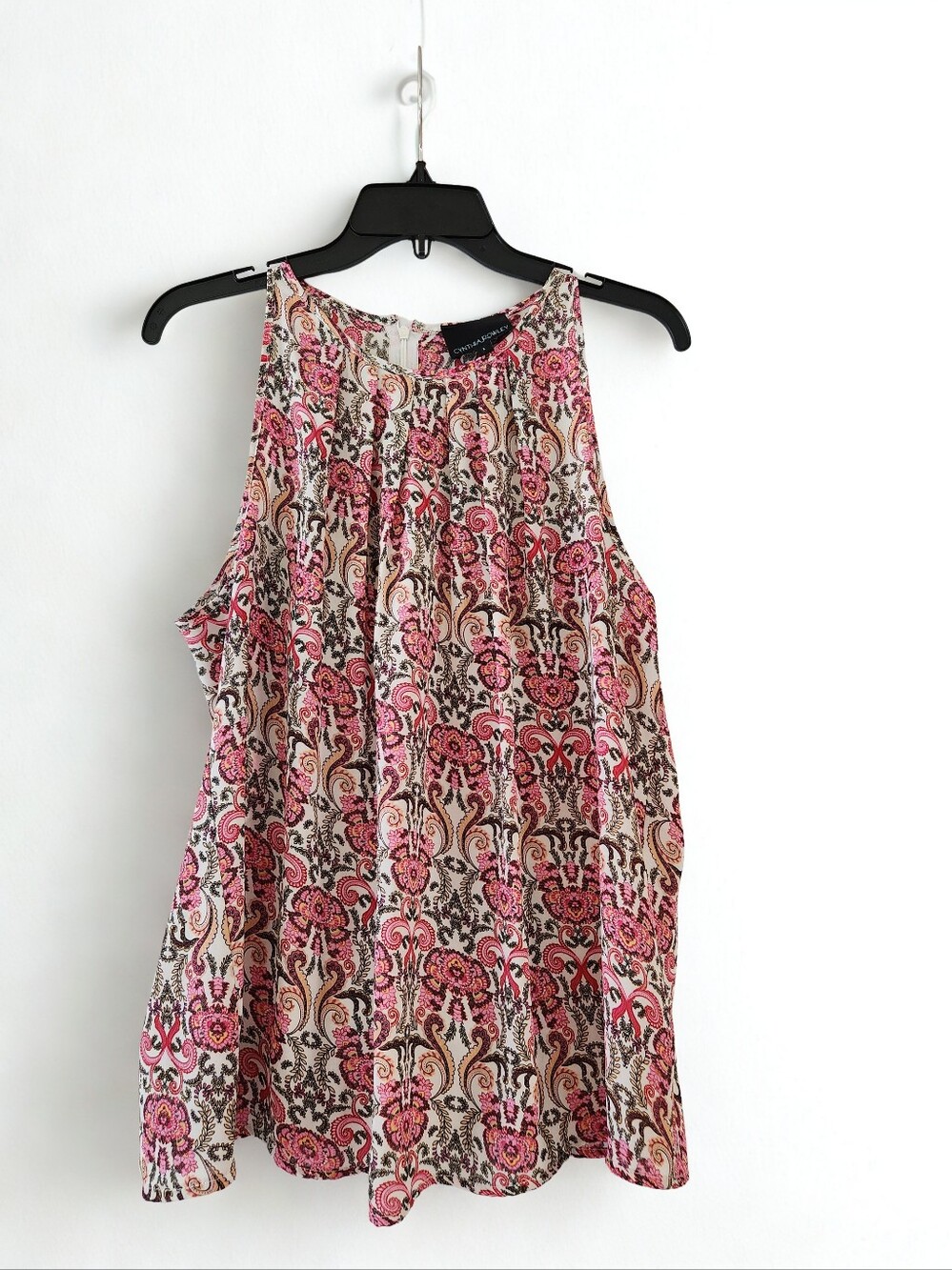Cynthia Rowley Floral Paisley Sleeveless Top Pink and Lt. Orange Size Large